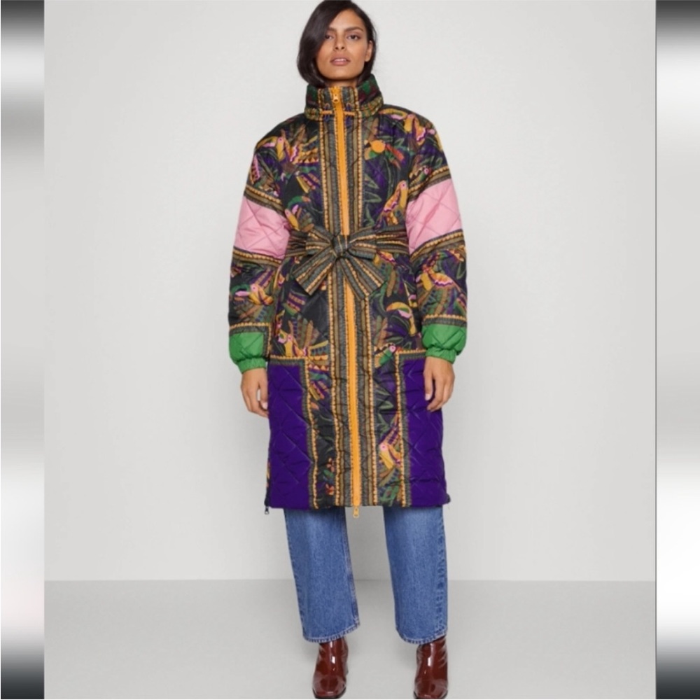 FARM Rio Toucan Cut Out Reversible Puffer Coat